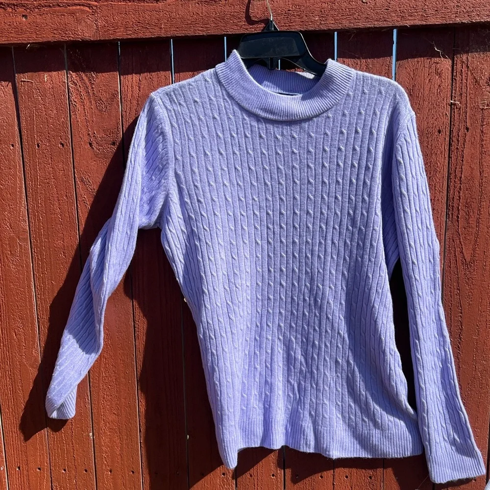 Karen Scott Petite Soft Purple Sweater Retro Light Lavender